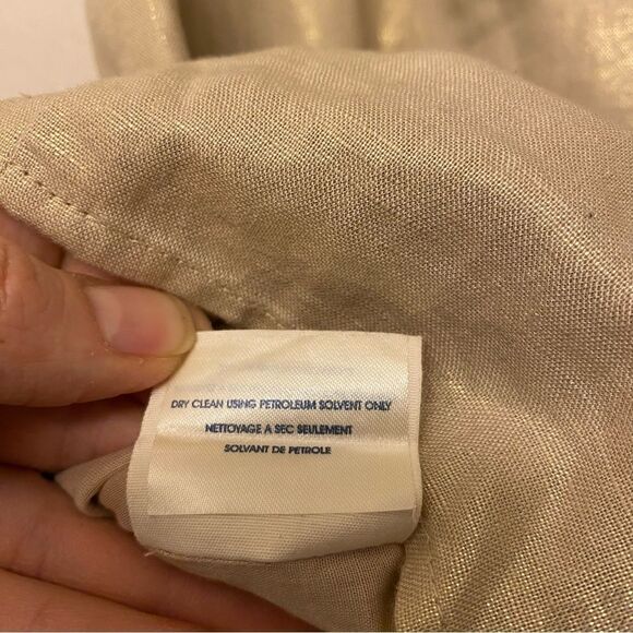 Anthropologie Edme & Esyllte Gilded Lily Gold linen Tiered tulip Skirt -10 - Picture 9 of 11